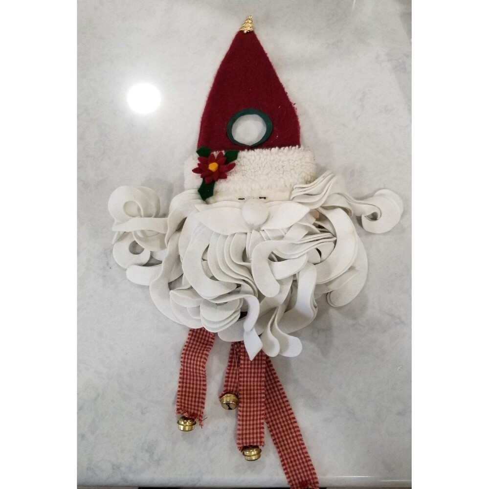 Vintage Santa ornament knob hanger felt beard delton products